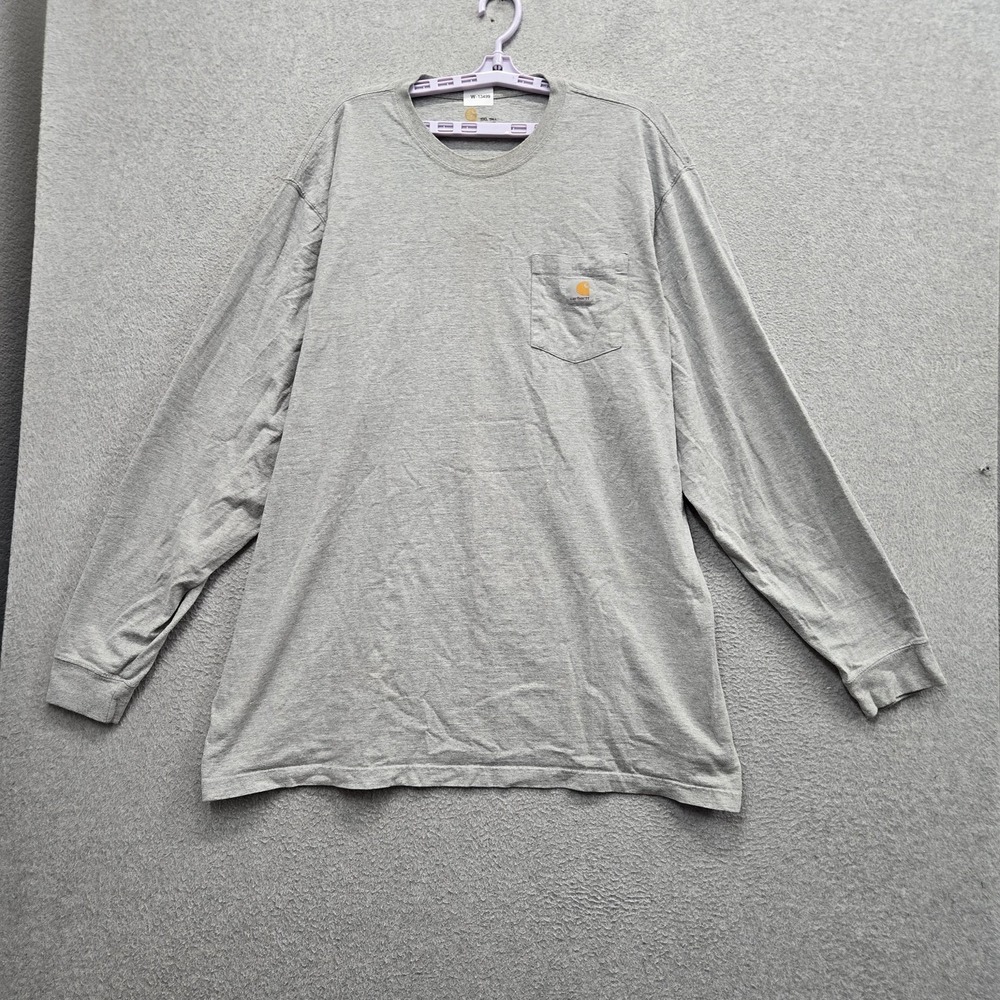 Carhartt Men Shirt 3XL TALL Gray Embroidered K126 Logo Long Sleeve Original Fit
